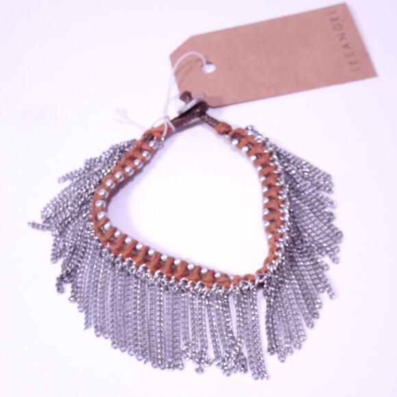 NWT Lee Angel Women's Burgundy Stud and Chain Wrap Toggle Bracelet Set NWT 120 - Picture 4 of 5